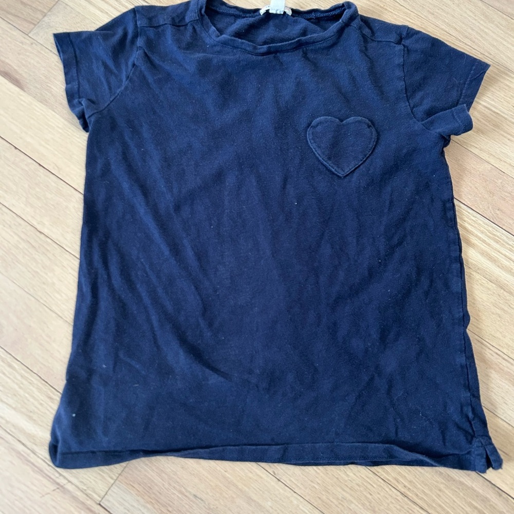 Crewcuts. Size 14, navy blue short sleeve shirt with heart pocket. 100% cotton